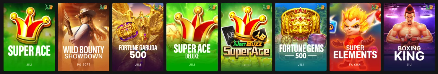 JeetBuzz Slot Games – Super Ace, Fortune Garuda, Wild Bounty Showdown and more